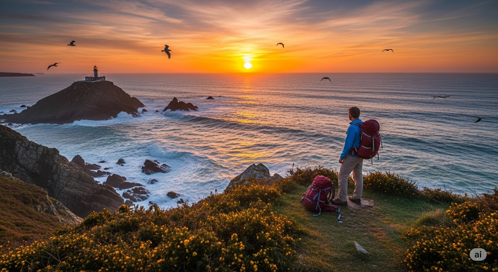 Faro de Finisterre al atardecer